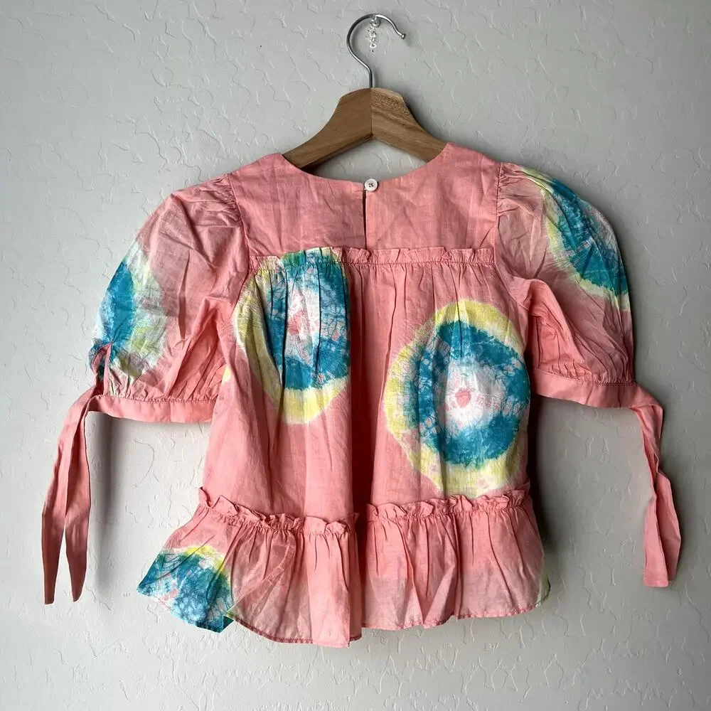 NEW‎ Sea New York Girl’s Tie Dye Pink Puff Sleeve Lourdes Top Size 6Y